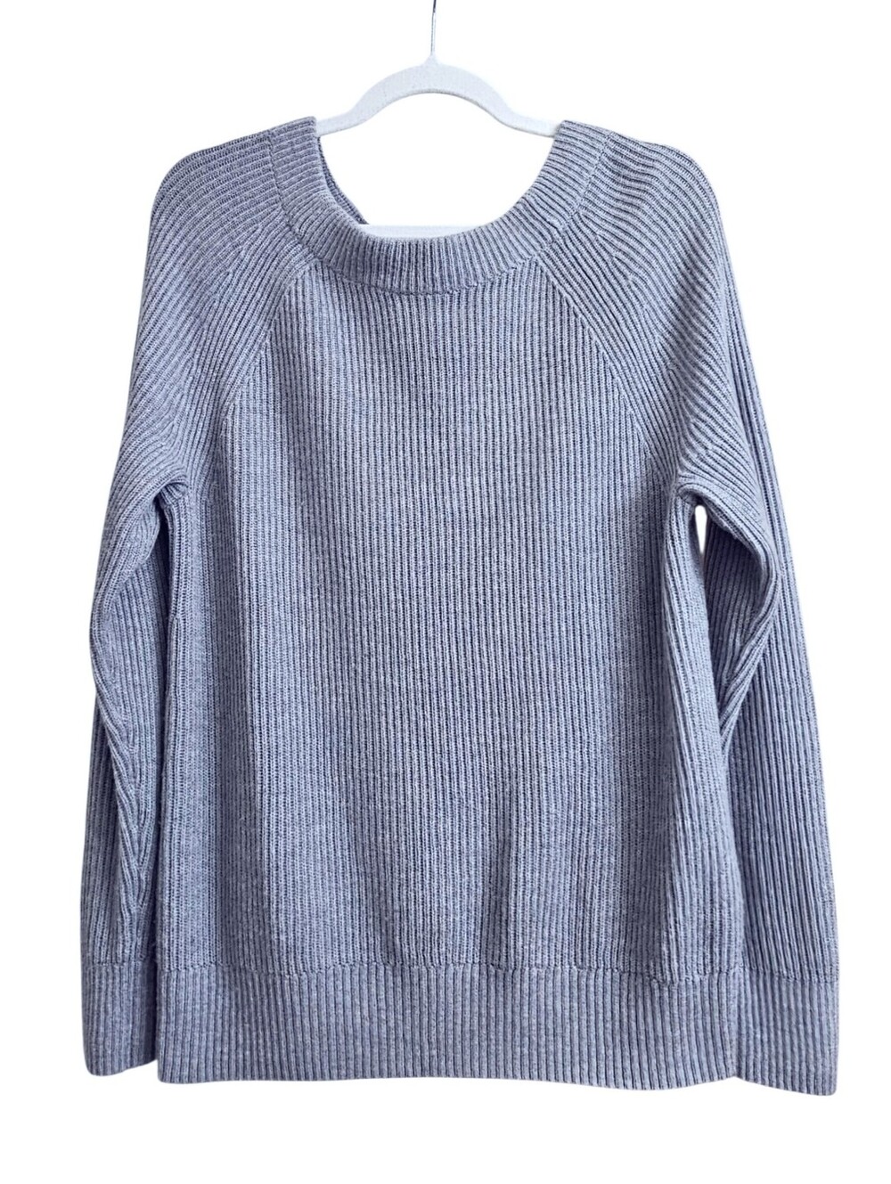Banana Republic Gray Wool Blend Open Back Tie Neck Knit Crewneck Sweater Medium
